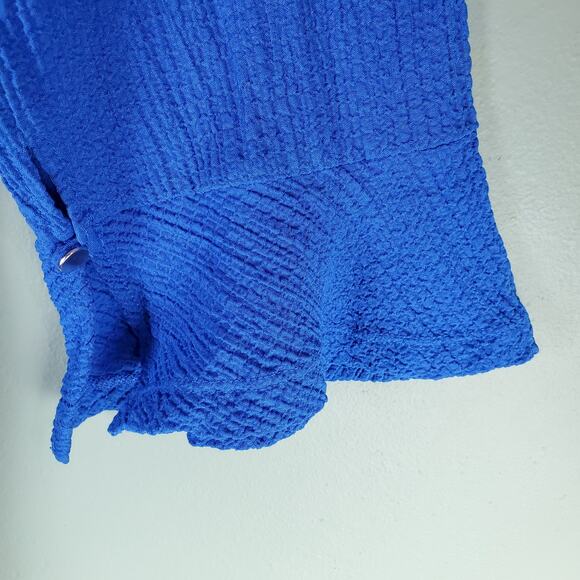 Ali Miles Womens Blue Bell Sleeve Asymmetrical Hem Cutout Tunic Top Size XL - Picture 5 of 7